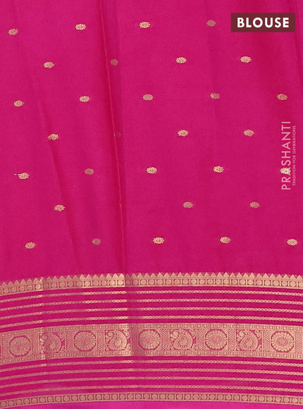 Semi mysore silk saree beige and pink with allover zari woven buttas and zari woven border