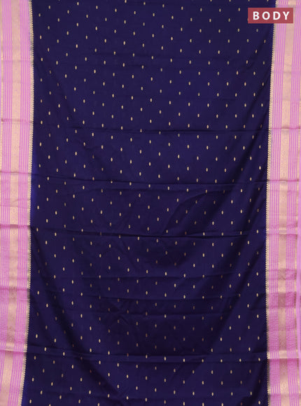 Semi mysore silk saree navy blue and lotus pink with allover zari woven buttas and zari woven border