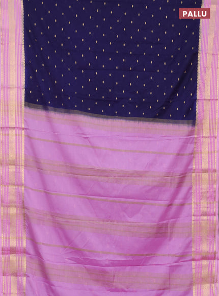 Semi mysore silk saree navy blue and lotus pink with allover zari woven buttas and zari woven border