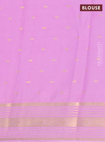 Semi mysore silk saree navy blue and lotus pink with allover zari woven buttas and zari woven border