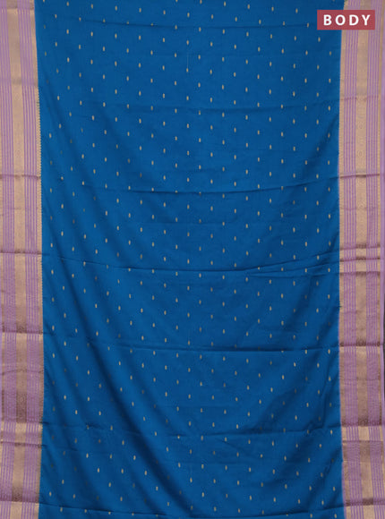 Semi mysore silk saree cs blue and mild lavender with allover zari woven buttas and zari woven border