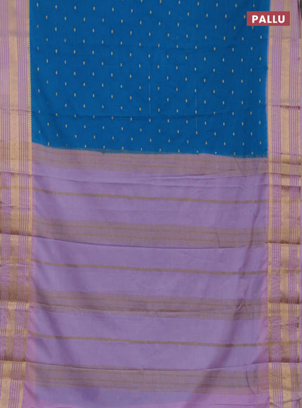 Semi mysore silk saree cs blue and mild lavender with allover zari woven buttas and zari woven border