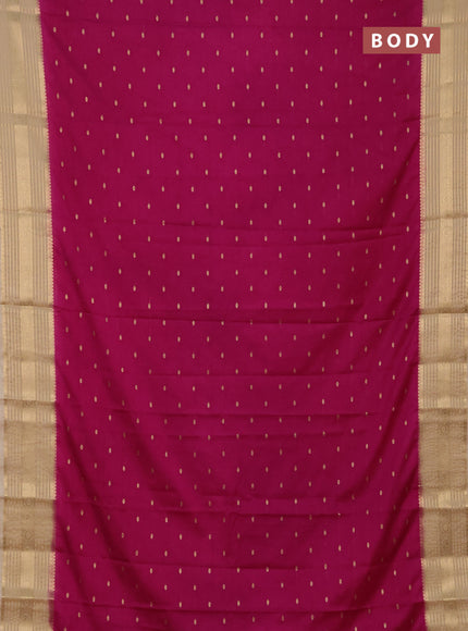 Semi mysore silk saree magenta pink and beige with allover zari woven buttas and zari woven border