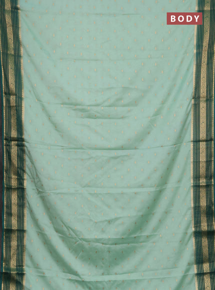 Semi mysore silk saree teal green and bottle green with allover zari woven buttas and zari woven border
