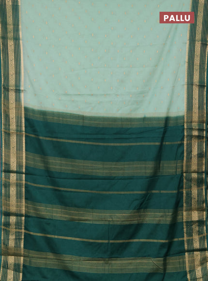 Semi mysore silk saree teal green and bottle green with allover zari woven buttas and zari woven border