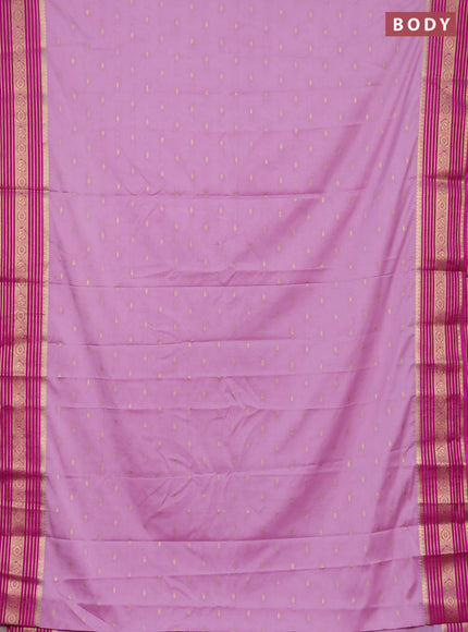 Semi mysore silk saree light pink and pink with allover zari woven buttas and zari woven border