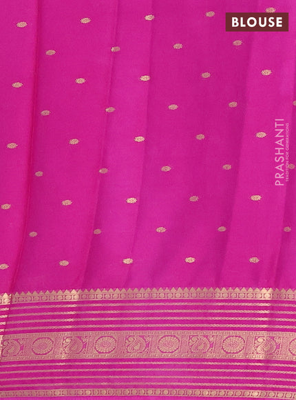 Semi mysore silk saree light pink and pink with allover zari woven buttas and zari woven border