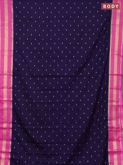 Semi mysore silk saree navy blue and pink with allover zari woven buttas and zari woven border