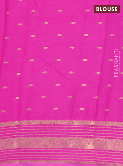 Semi mysore silk saree navy blue and pink with allover zari woven buttas and zari woven border
