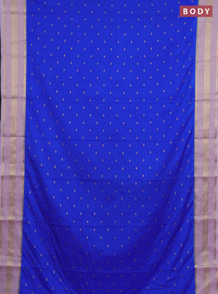 Semi mysore silk saree royal blue and pastel purple with allover zari woven buttas and zari woven border