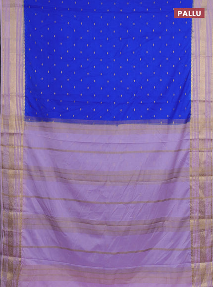 Semi mysore silk saree royal blue and pastel purple with allover zari woven buttas and zari woven border