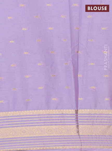 Semi mysore silk saree royal blue and pastel purple with allover zari woven buttas and zari woven border