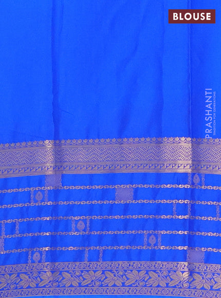 Semi mysore silk saree blue and royal blue with zari woven buttas and long zari woven border