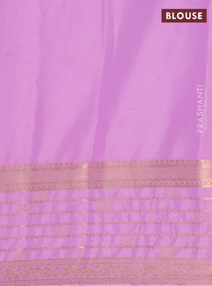 Semi mysore silk saree navy blue and lotus pink with zari woven buttas and long zari woven border