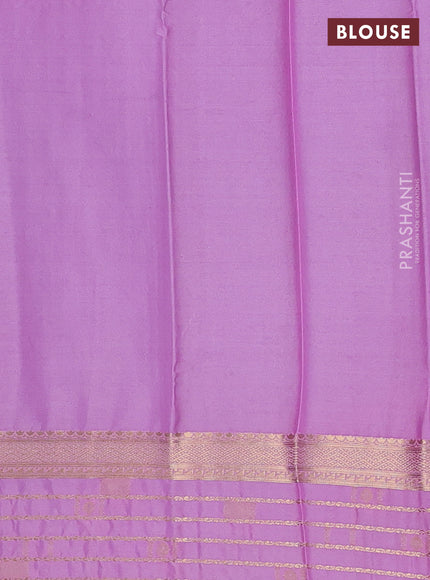 Semi mysore silk saree dark peacock green and lotus pink with zari woven buttas and long zari woven border