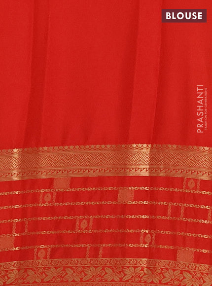 Semi mysore silk saree mustard yellow and orange with zari woven buttas and long zari woven border