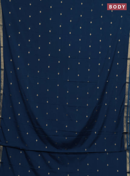 Semi mysore silk saree peacock blue with allover zari woven buttas and zari woven border
