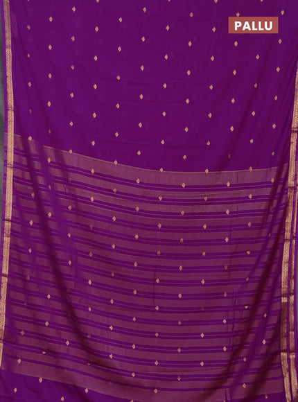 Semi mysore silk saree purple with allover zari woven buttas and zari woven border