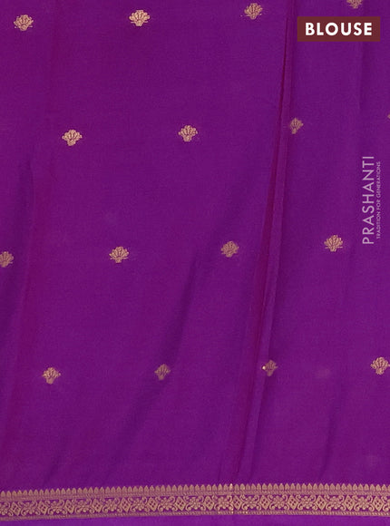 Semi mysore silk saree purple with allover zari woven buttas and zari woven border
