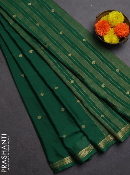 Semi mysore silk saree green with allover zari woven buttas and zari woven border