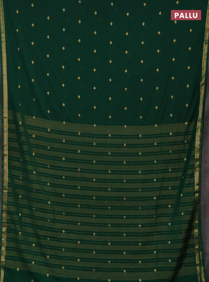 Semi mysore silk saree green with allover zari woven buttas and zari woven border