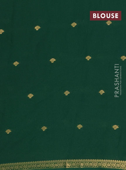 Semi mysore silk saree green with allover zari woven buttas and zari woven border