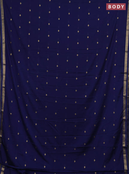 Semi mysore silk saree navy blue with allover zari woven buttas and zari woven border