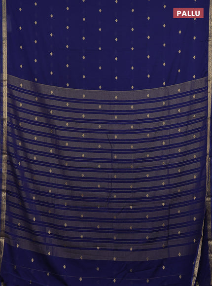 Semi mysore silk saree navy blue with allover zari woven buttas and zari woven border