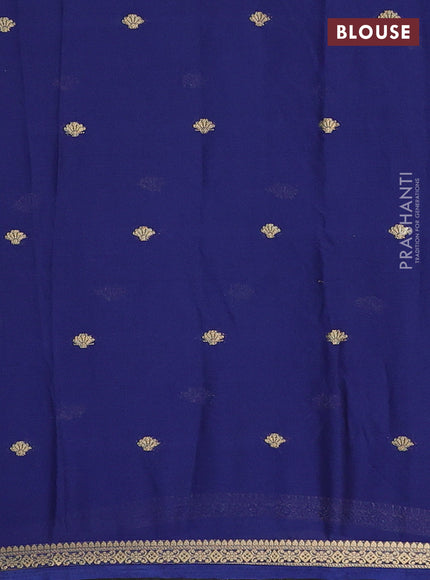 Semi mysore silk saree navy blue with allover zari woven buttas and zari woven border