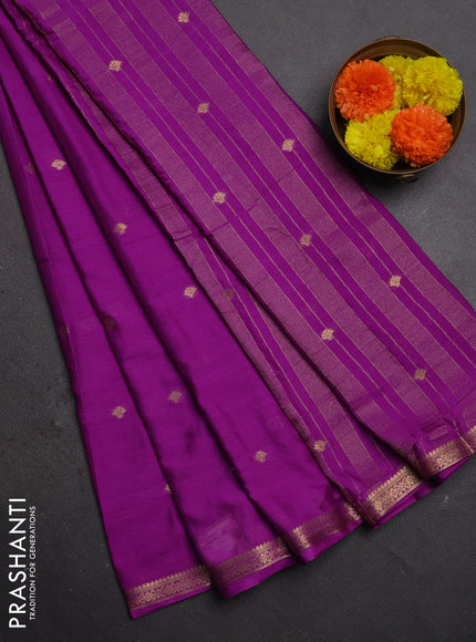 Semi mysore silk saree purple shade with allover zari woven buttas and zari woven border