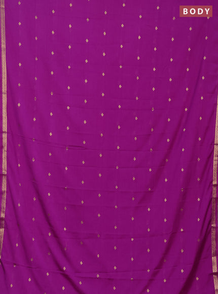 Semi mysore silk saree purple shade with allover zari woven buttas and zari woven border
