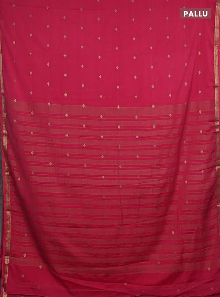 Semi mysore silk saree peach pink with allover zari woven buttas and zari woven border