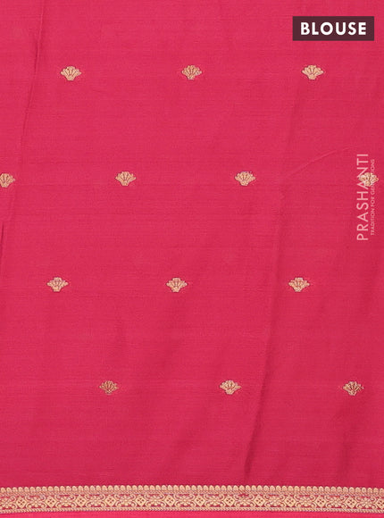 Semi mysore silk saree peach pink with allover zari woven buttas and zari woven border