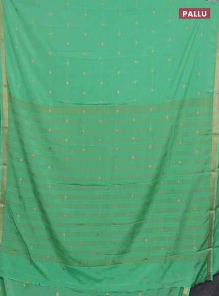 Semi mysore silk saree teal green with allover zari woven buttas and zari woven border