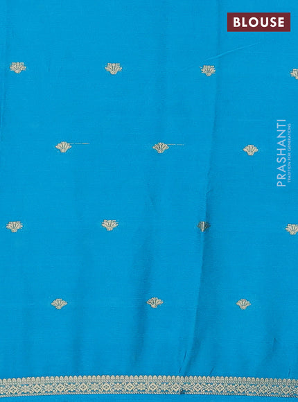 Semi mysore silk saree teal blue with allover zari woven buttas and zari woven border