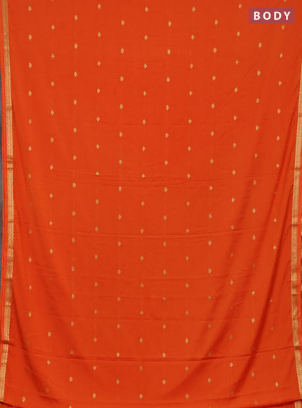 Semi mysore silk saree orange with allover zari woven buttas and zari woven border