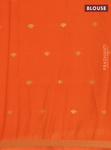 Semi mysore silk saree orange with allover zari woven buttas and zari woven border