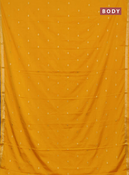 Semi mysore silk saree yellow with allover zari woven buttas and zari woven border