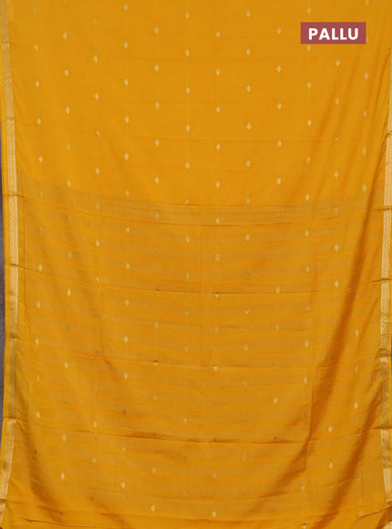 Semi mysore silk saree yellow with allover zari woven buttas and zari woven border