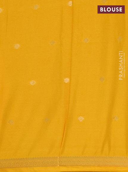 Semi mysore silk saree yellow with allover zari woven buttas and zari woven border