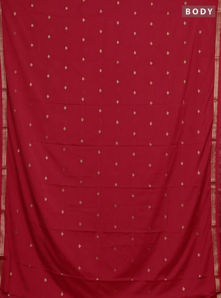 Semi mysore silk saree red with allover zari woven buttas and zari woven border