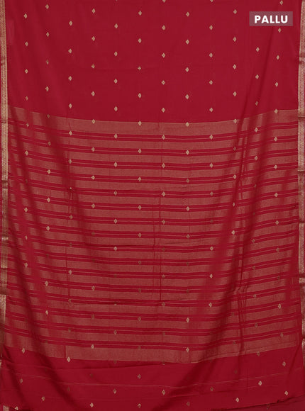 Semi mysore silk saree red with allover zari woven buttas and zari woven border