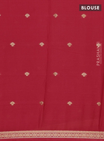 Semi mysore silk saree red with allover zari woven buttas and zari woven border