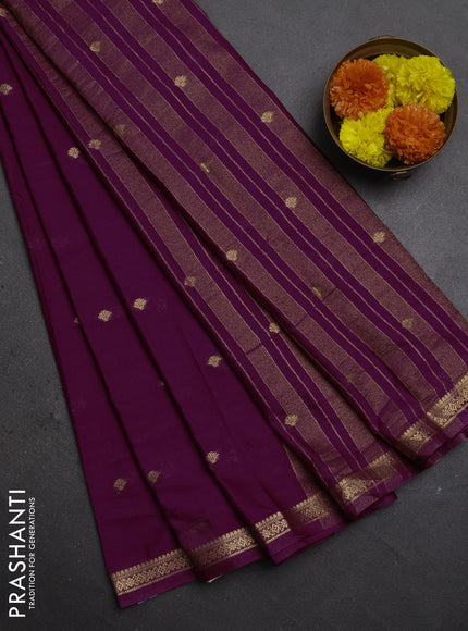 Semi mysore silk saree wine shade with allover zari woven buttas and zari woven border