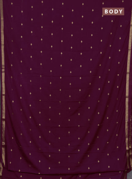 Semi mysore silk saree wine shade with allover zari woven buttas and zari woven border