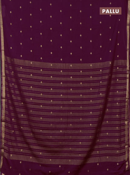 Semi mysore silk saree wine shade with allover zari woven buttas and zari woven border