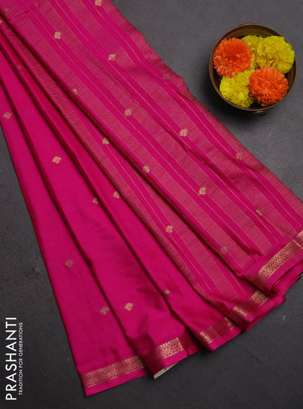 Semi mysore silk saree pink with allover zari woven buttas and zari woven border