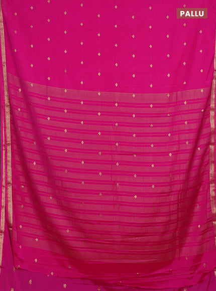 Semi mysore silk saree pink with allover zari woven buttas and zari woven border