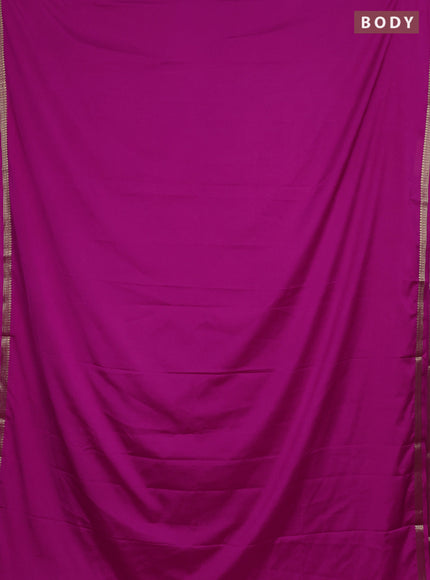 Semi mysore silk saree pink with plain body and small zari woven border