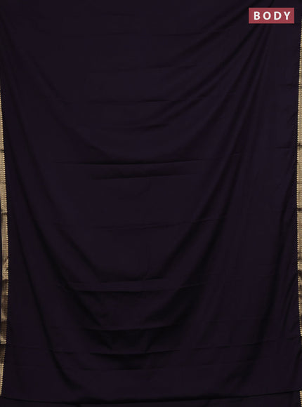 Semi mysore silk saree deep jamun with plain body and small zari woven border